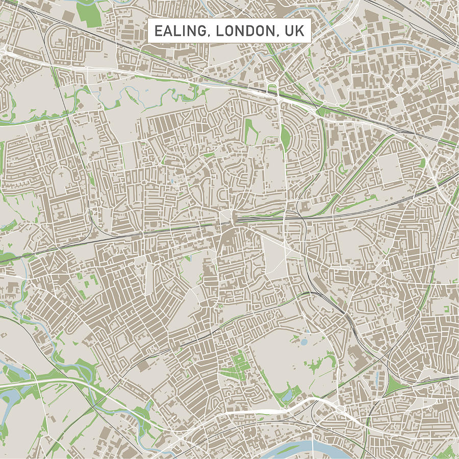 Ealing London UK City Street Map Drawing by FrankRamspott