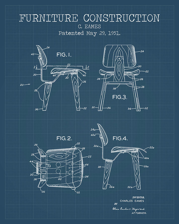 Eames chair blueprints Digital Art by Dennson Creative