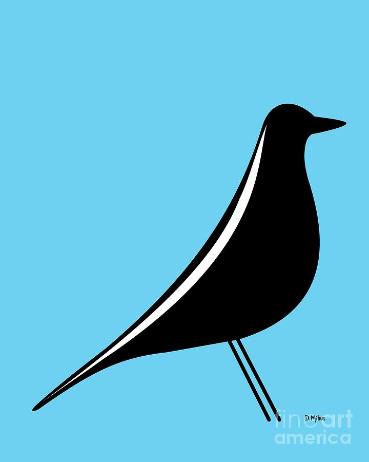 Eames House Bird on Blue Digital Art by Donna Mibus