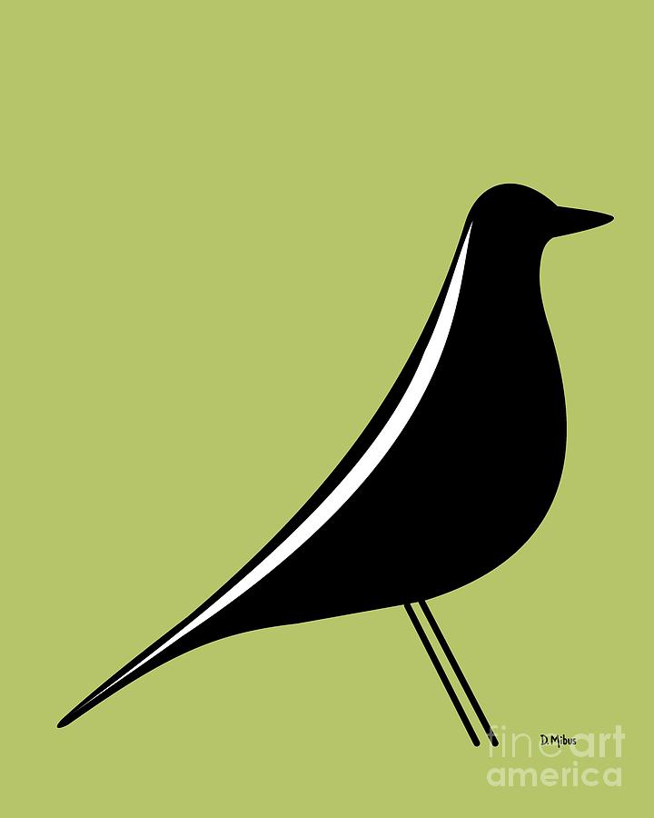 Eames House Bird on Green Digital Art by Donna Mibus