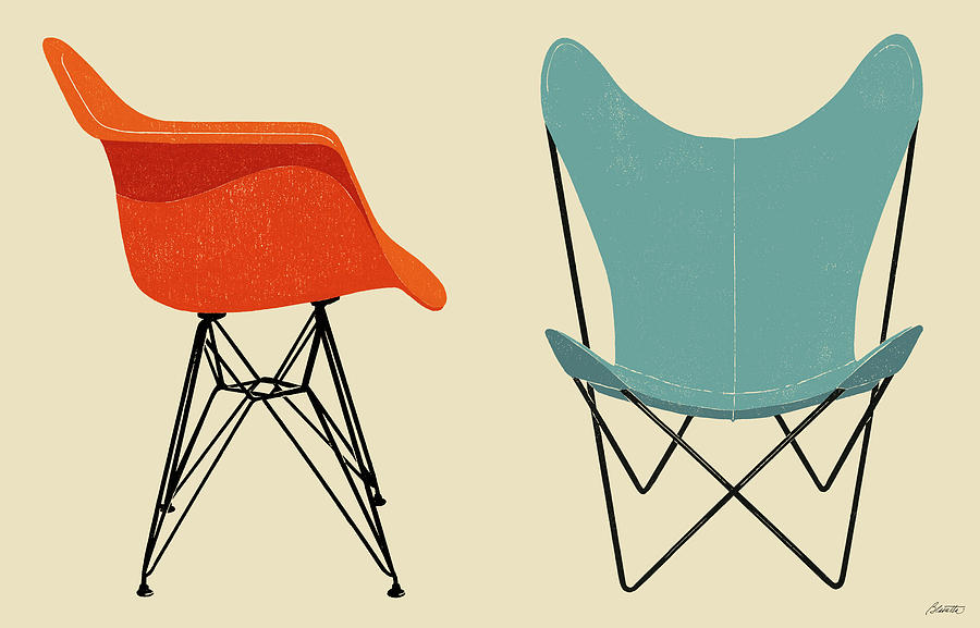 Eames Shell And Butterfly Chair Digital Art By Mary Lynn Blasutta