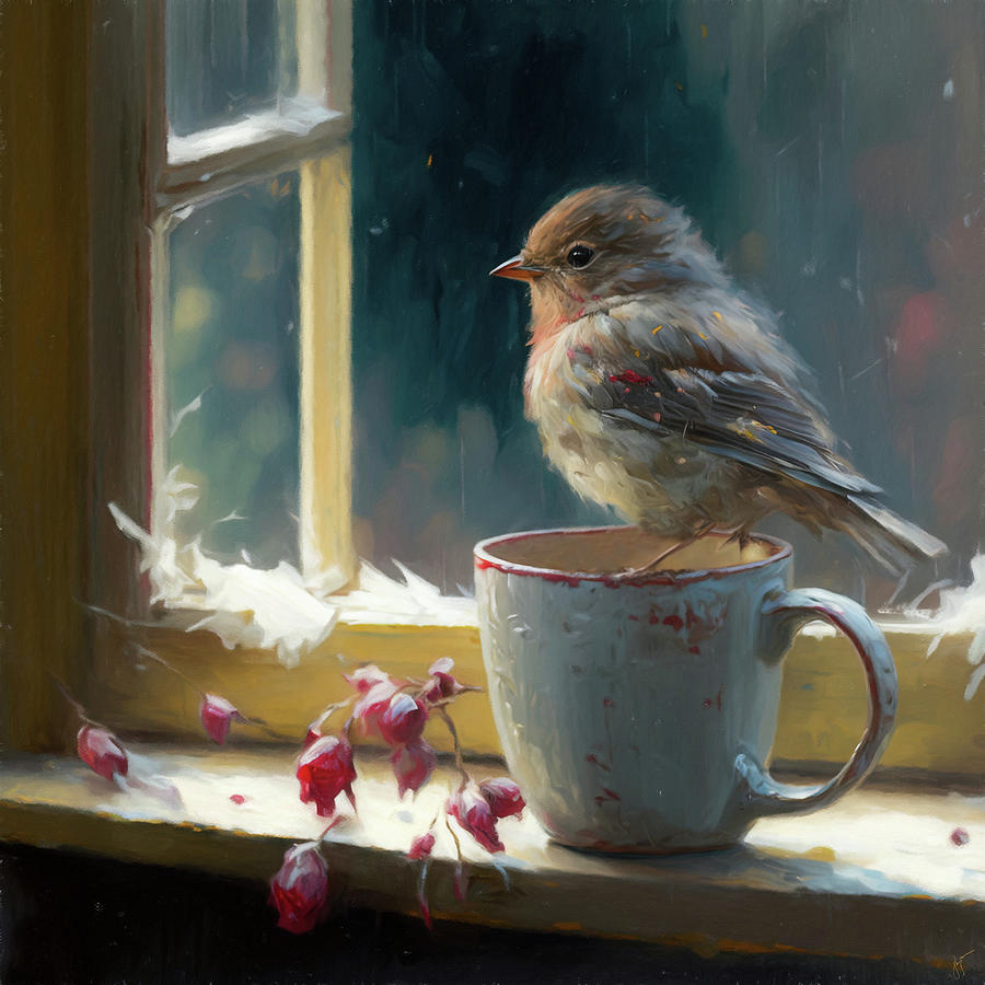 Early Bird 3 Little Finch Painting by Jai Johnson