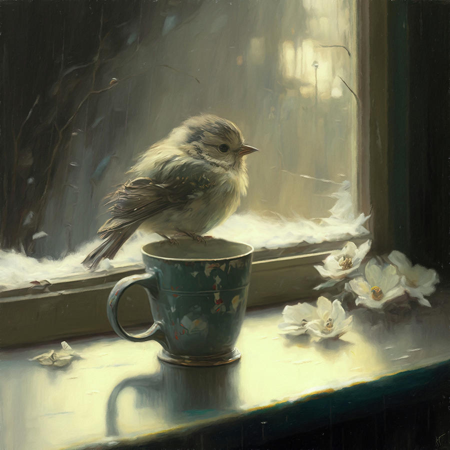 Early Bird 5 Little Finch Painting by Jai Johnson