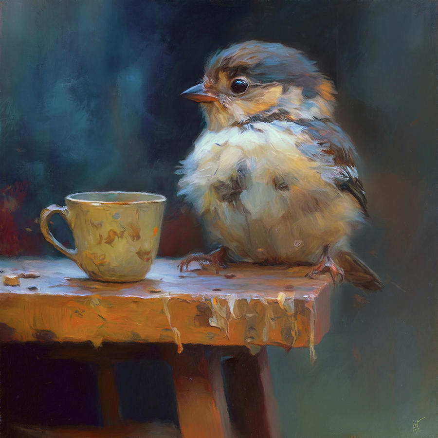 Early Bird 7 Please Fill My Seed Cup Painting by Jai Johnson