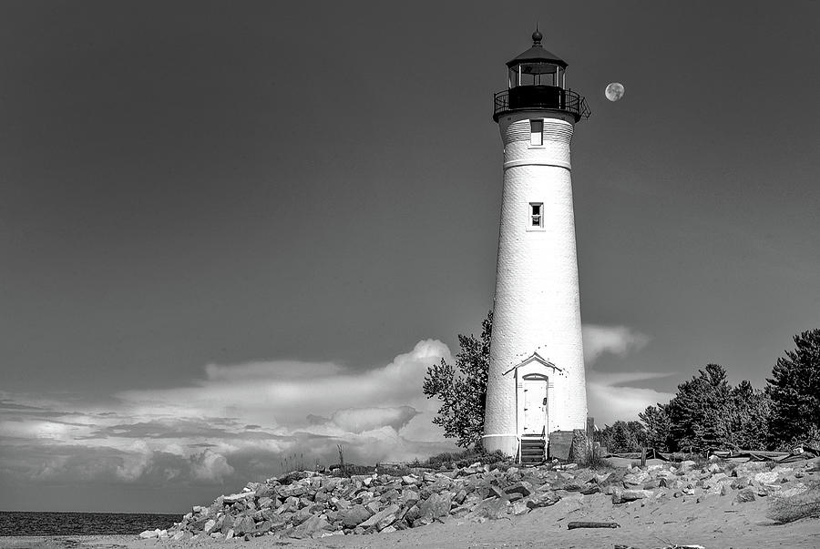 Early Evening Moonrise - Crispe Point Lighthouse, Michigan USA Photograph by Edward Shotwell Early Evening Moonrise - Crispe Point Lighthouse, Michigan USA Photograph by Edward Shotwell