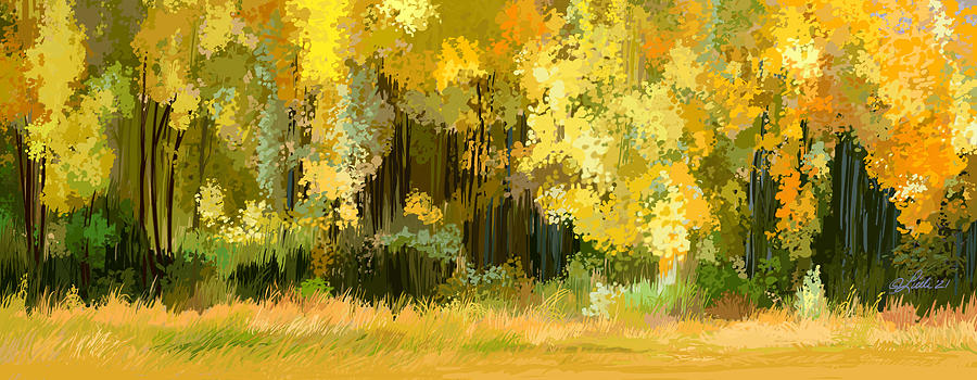 Early Fall Aspens Painting by Pam Little