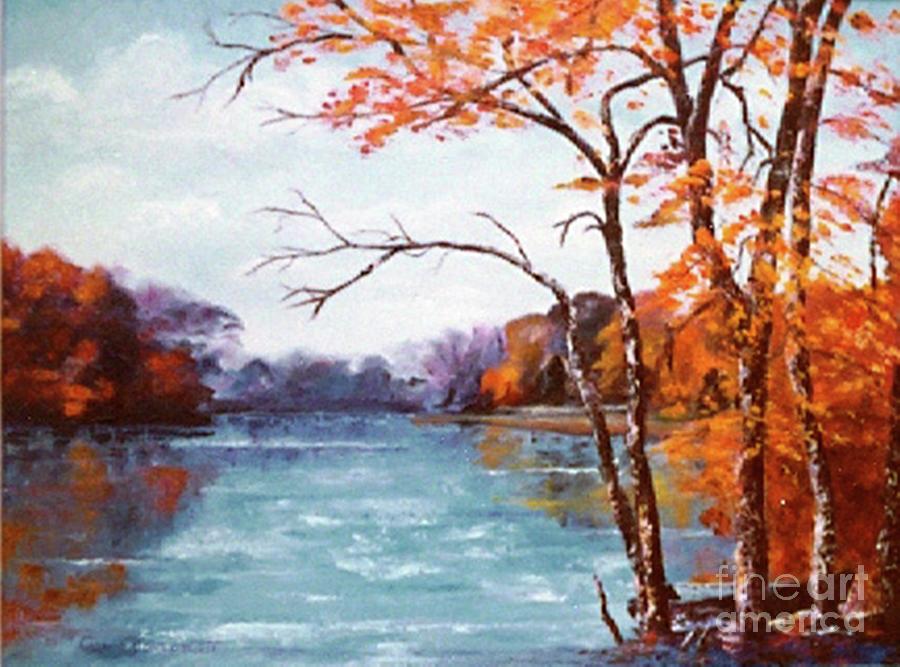 Mountain Lake and Rowboat Painting by Catherine Ludwig Donleycott