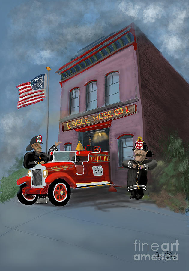 Early Fire Station Drawing by Doug Gist