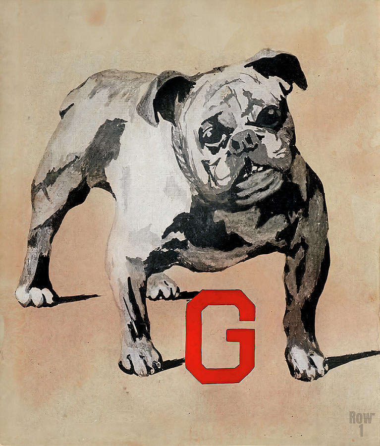 Early Georgia Bulldog Art Mixed Media by Row One Brand