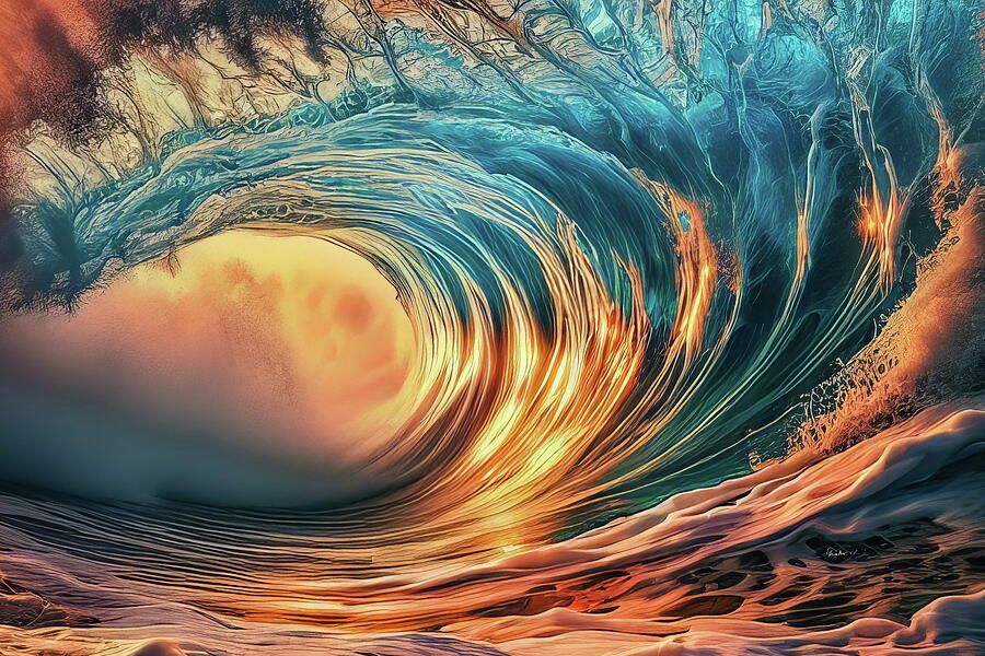 Wave Digital Art - Early Light on the Crest by Russ Harris