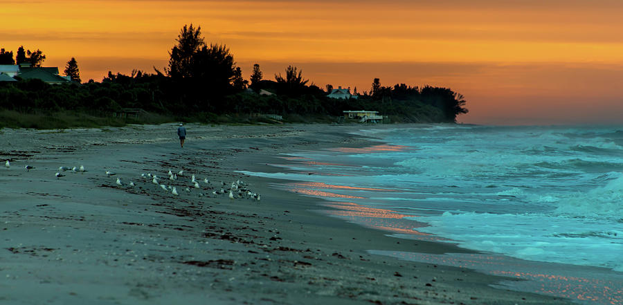 Early morning beach stroll Photograph by Russ Burch
