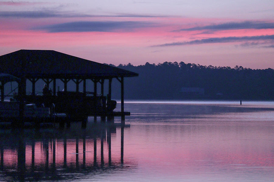 Early Morning Boathouse Blues Photograph by Ed Williams