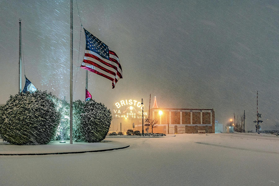 George Bush Photograph - Early Morning Downtown Bristol VA  TN Winter Storm Diego by Dion Wiles