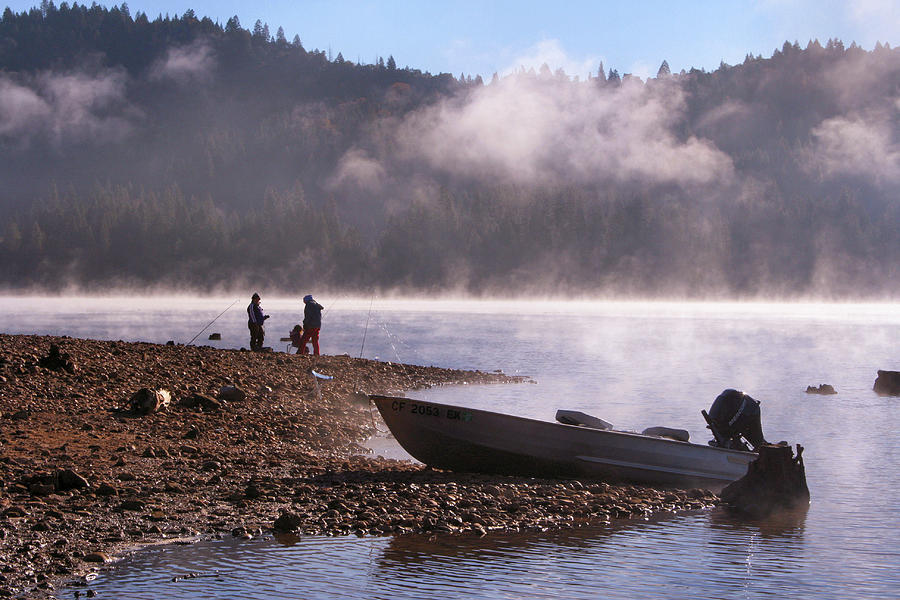 Early Morning Fishing on Scotts Flat Lake Photograph by Sally Bauer