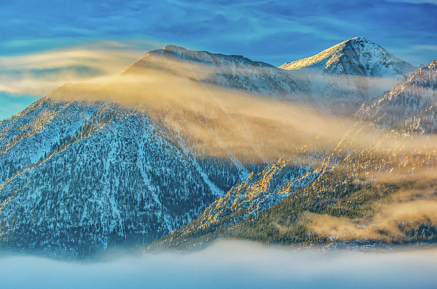 Early Morning Fog and Sierra Nevada Mountains Photograph by Marc Crumpler
