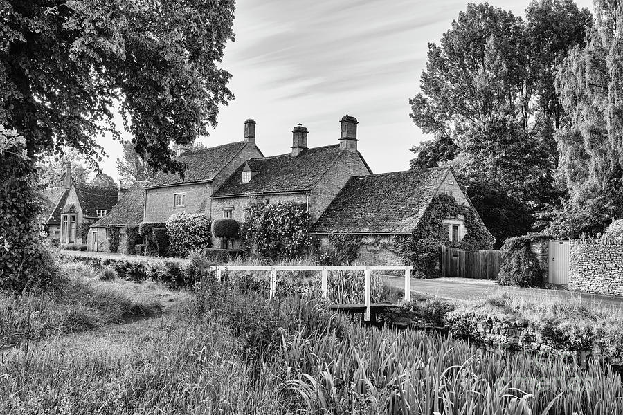 Cottage Photograph - Early Morning in Lower Slaughter Monochrome by Tim Gainey
