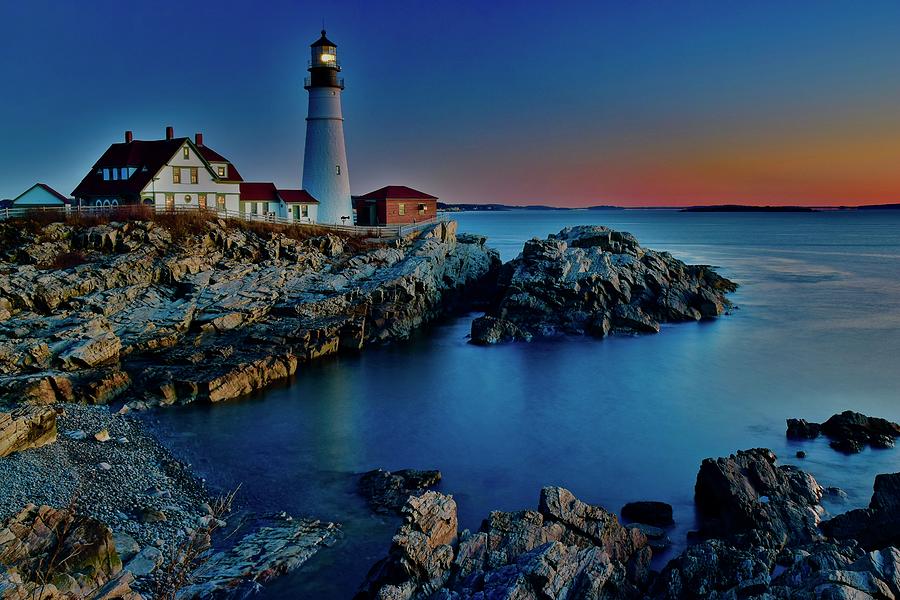 Early Morning Lighthouse Photograph by Frozen in Time Fine Art Photography