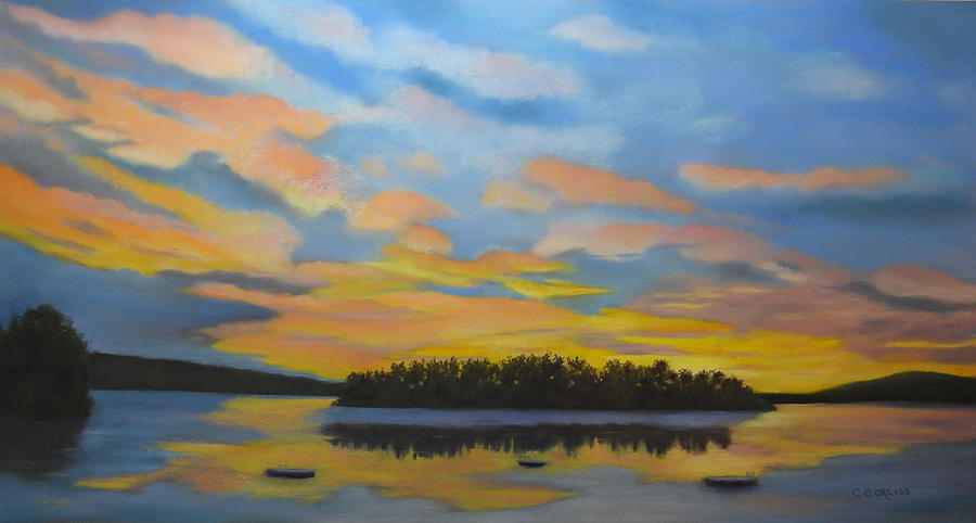 Early Morning on Spofford Lake Pastel by Carol Corliss