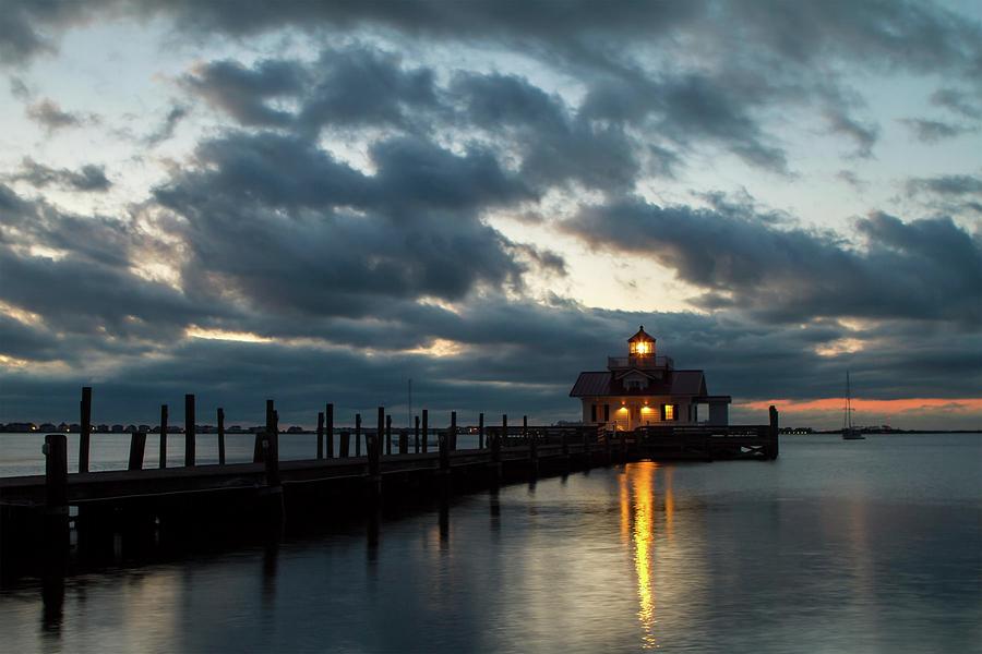 Early Morning over Roanoke Marshes Lighthouse Photograph by Liza Eckardt
