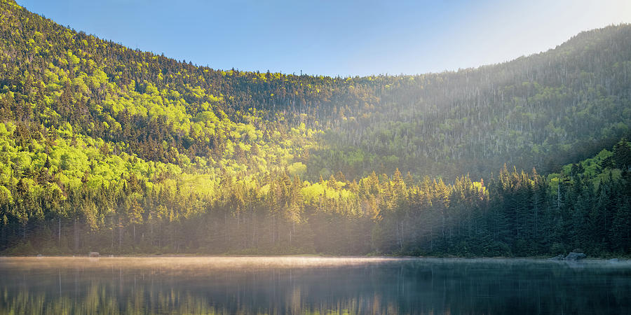 Early Morning Shaft of Sunlight Shines Down on East Pond Panoramic Photograph by William Dickman