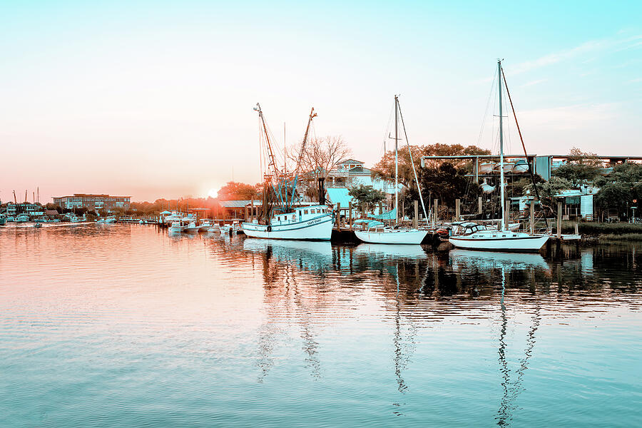 Early Morning Shem Creek  - Washed Teal Photograph