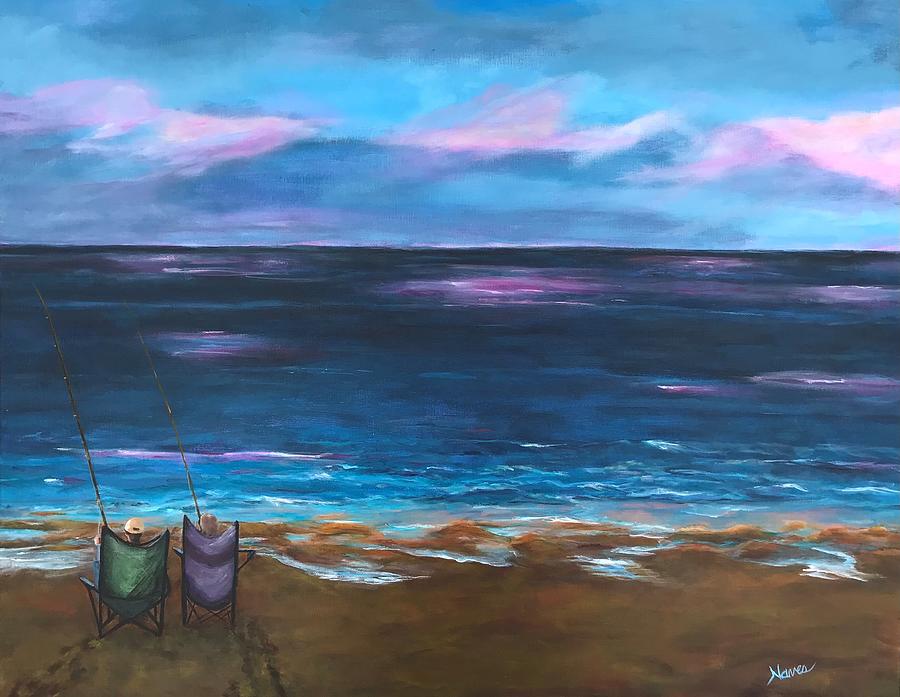 Early Morning Surf Fishing Painting by Deborah Naves