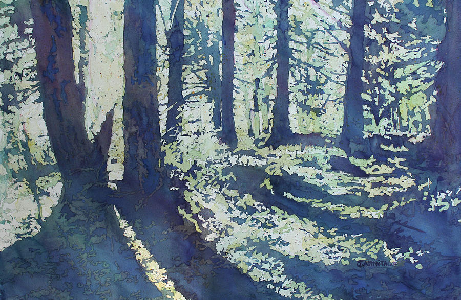 Forest Painting - Early Spring Shadows by Jenny Armitage
