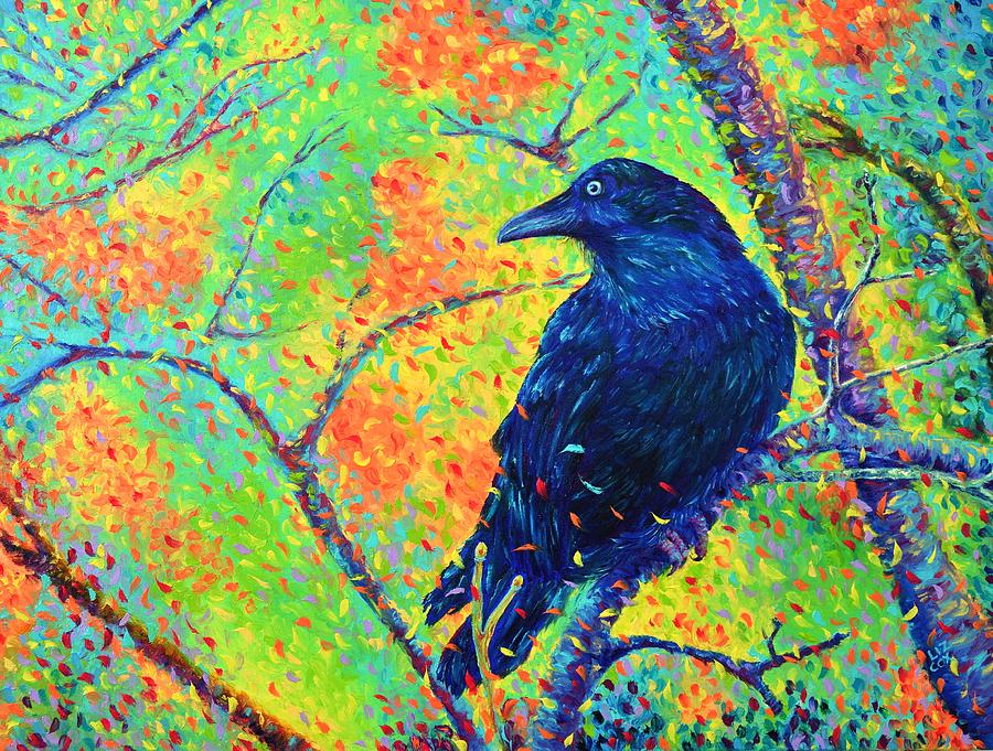 Raven Painting - Early Watch by Elizabeth Cox