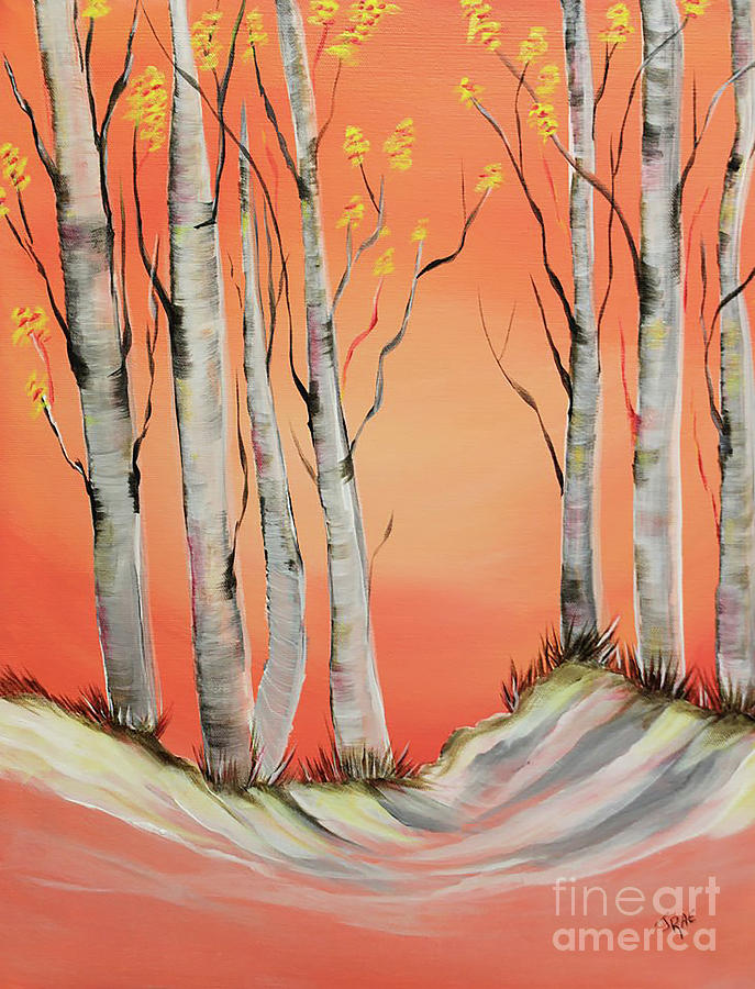 Tree Painting - Early Winter Aspen by Janice Pariza
