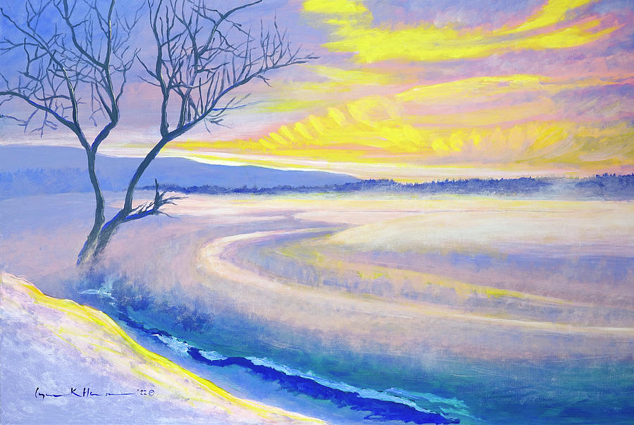 Early Winter Fog on the River Painting by Lynn Hansen