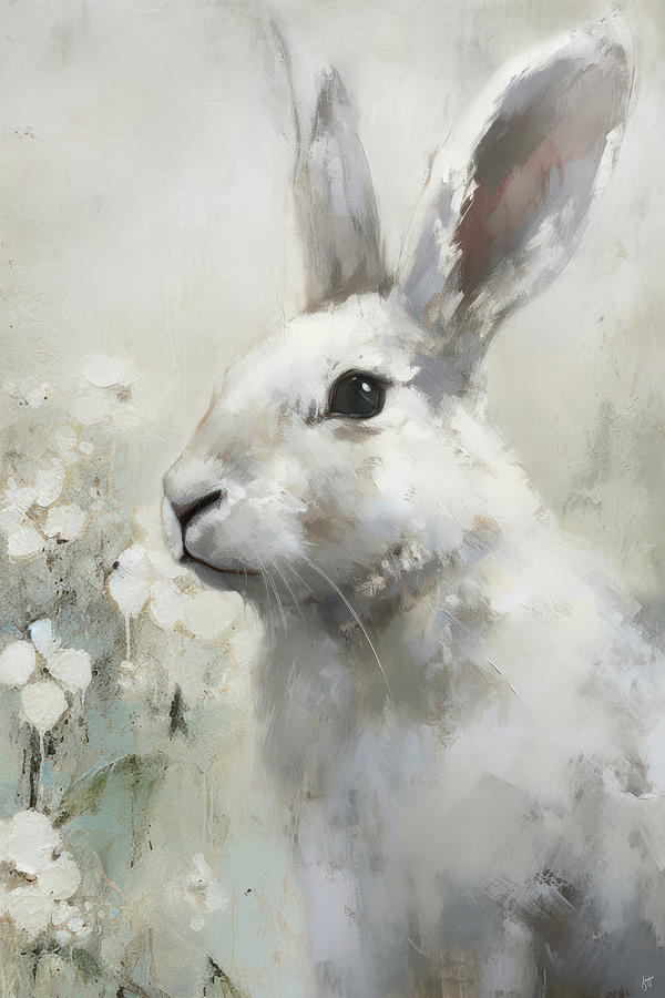 Ears Up Farmhouse Style Bunny Painting Painting by Jai Johnson