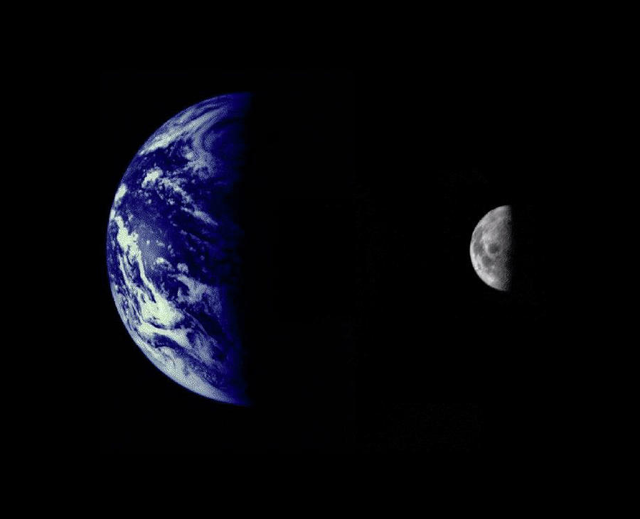 Space Photograph - Earth and Moon as Viewed by Mariner 10 by Nasa