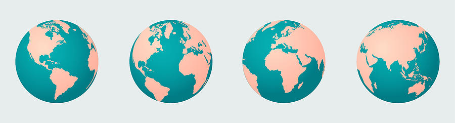 Earth, globe set Drawing by J614