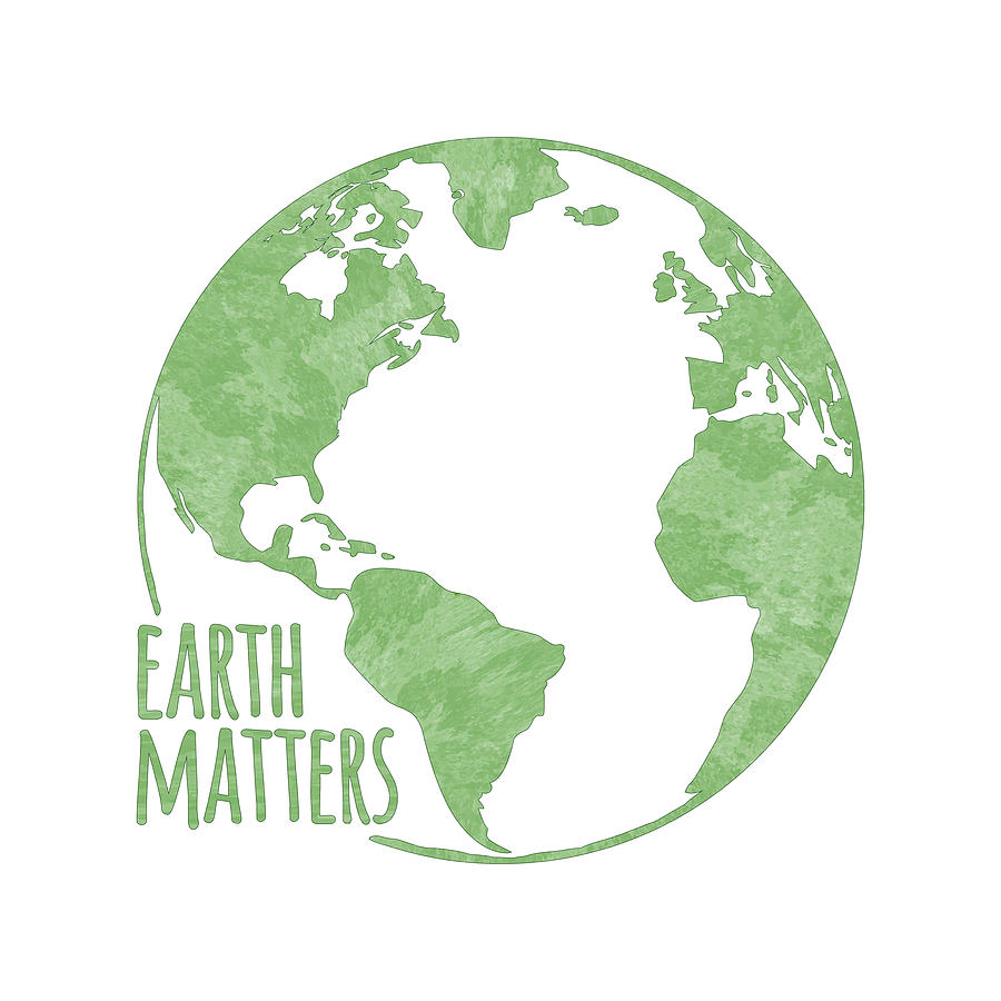 Earth Matters - Earth Day - Grunge Green Outline 01 Digital Art by Serena King