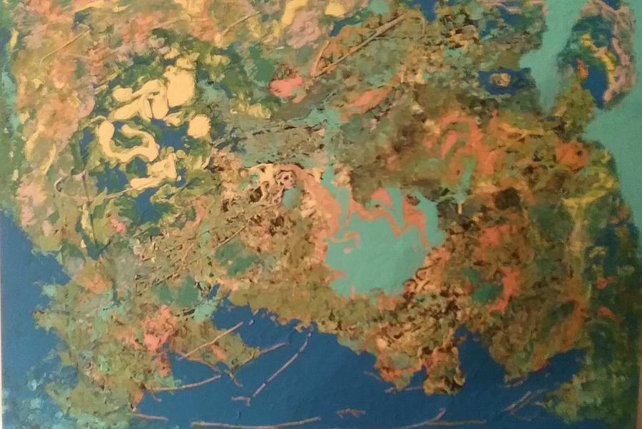 Abstract Painting - Earth Odyssey-Series #1,aerial view by Dee Deimler - FarStar Designs
