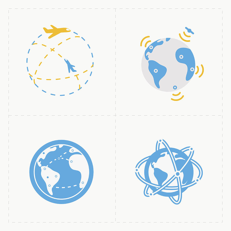Earth vector icons set on white background. Drawing by Marnikus