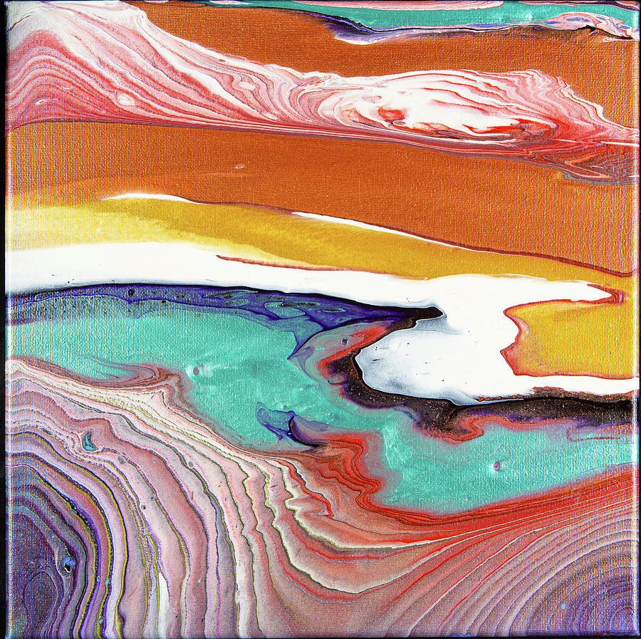 Earthie - Colorful Flowing Liquid Marble Abstract Contemporary Acrylic Painting Digital Art by Sambel Pedes