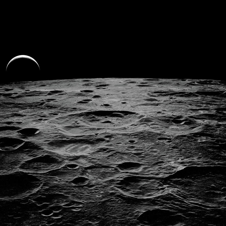 Earthrise - Apollo 14 Bw Photograph