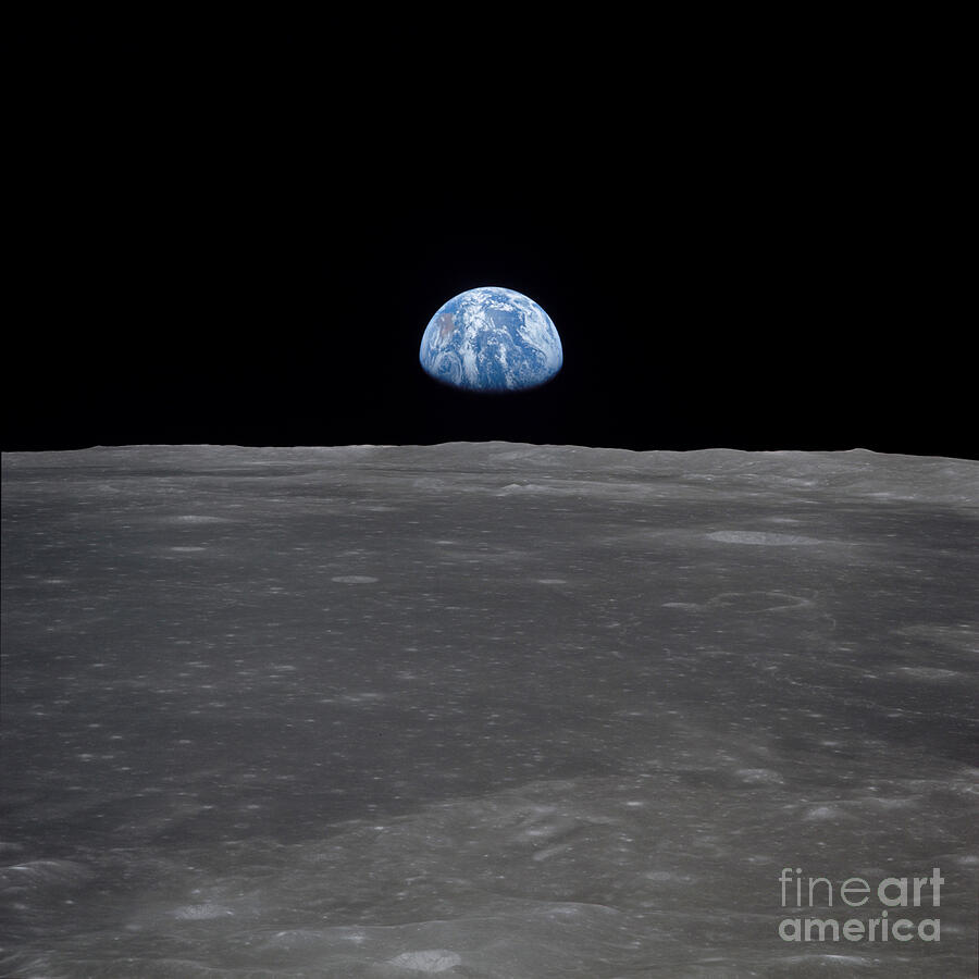 Space Photograph - Earthrise over the moon - Apollo 11 by Best of NASA