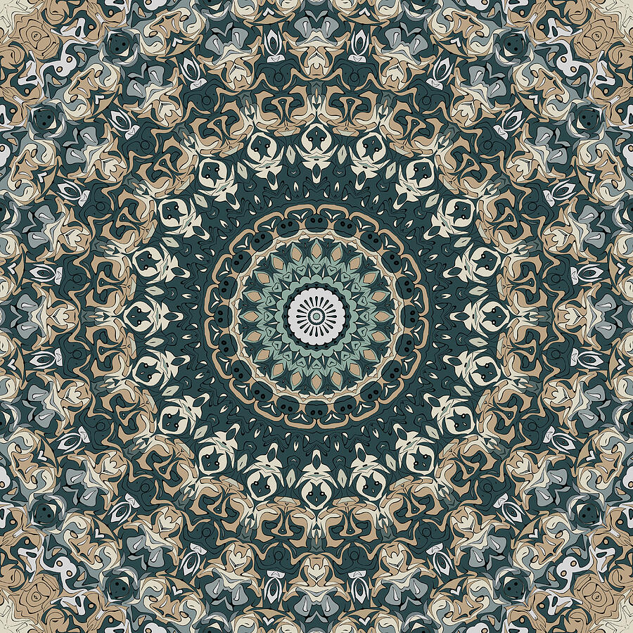 Earthy Mandala Kaleidoscope Medallion Flower Digital Art by Mercury McCutcheon
