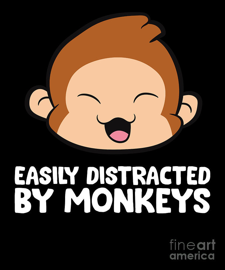 Ape Digital Art - Easily Distracted By Monkeys by EQ Designs