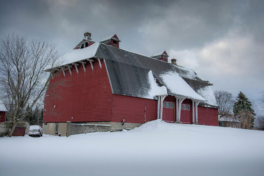 Barn Photograph - East Aurora Barn In Snow  by Guy Whiteley