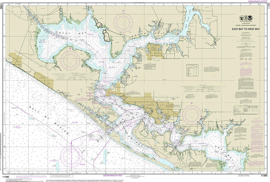 Florida Map Digital Art - East Bay to West Bay Nautical Chart 11390 by John Gernatt
