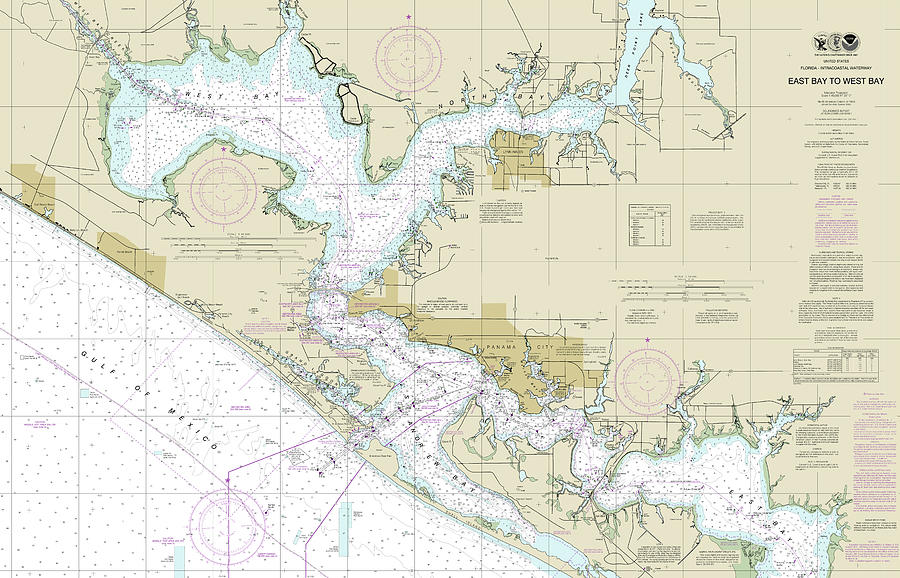 Florida Map Digital Art - East Bay to West Bay Nautical Chart 11390 No Borders by John Gernatt