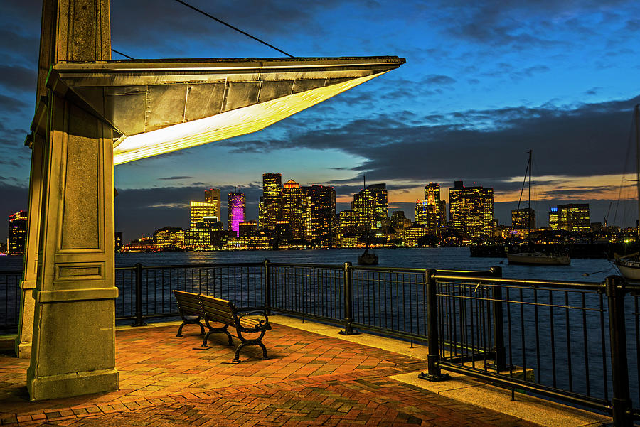 East Boston at Dusk The Boston Skyline and Harbor Boston MA Photograph by Toby McGuire