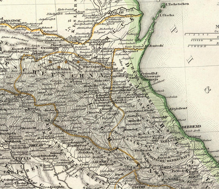 East Caucasus map to illustrate Imam Shamil war Drawing by Imam Shamil ...