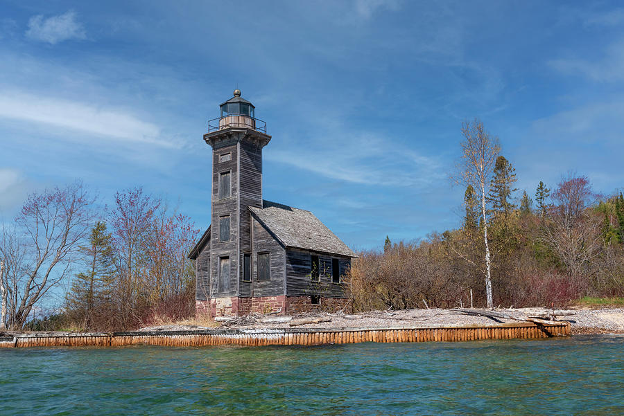 East Channel Lighthouse Grand Island Color Photograph by Rick Veldman ...