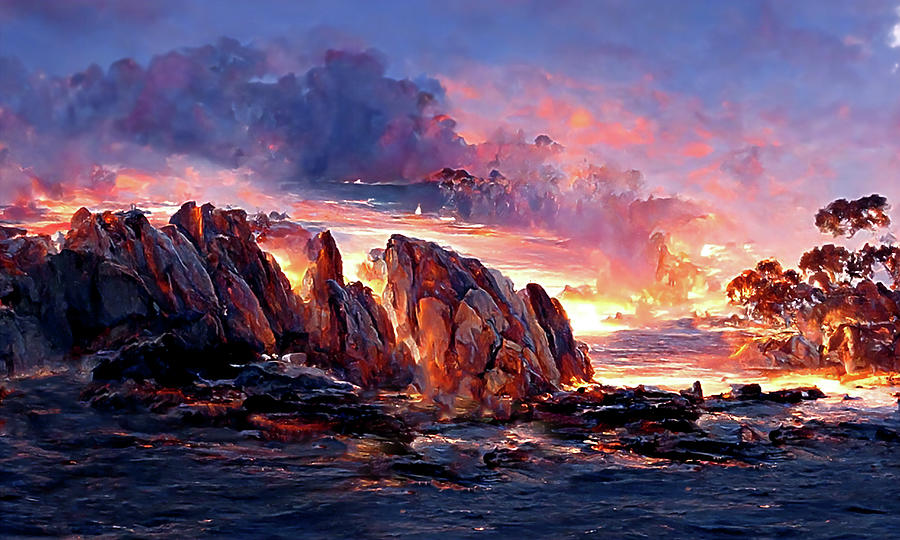 East coast Tasmanian at sunset part 1 Digital Art by Armin Sabanovic