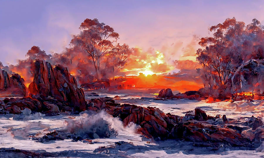 East coast Tasmanian at sunset part  4 Digital Art by Armin Sabanovic