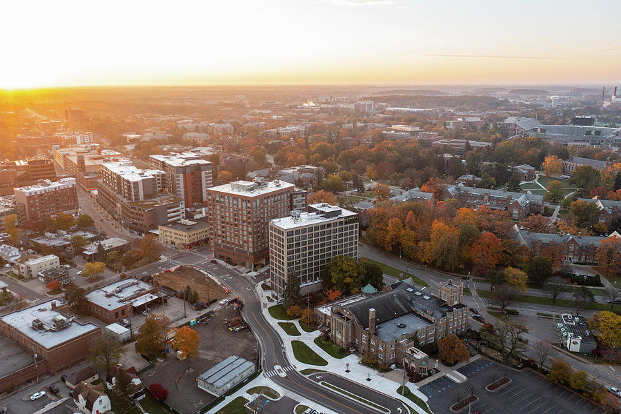 East Lansing and Campus Sunrise  Photograph by John McGraw